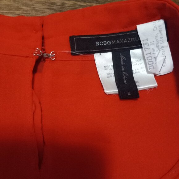 BCBG Maxazria Emma Silk Chiffon Blouse Womens Small Poppy Red 100% Silk - Picture 3 of 4